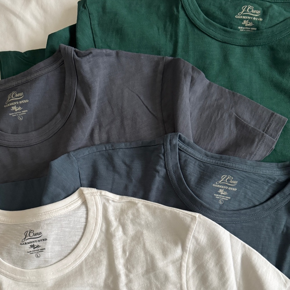 J Crew Lot of 4 Large Garment Dyed Tees